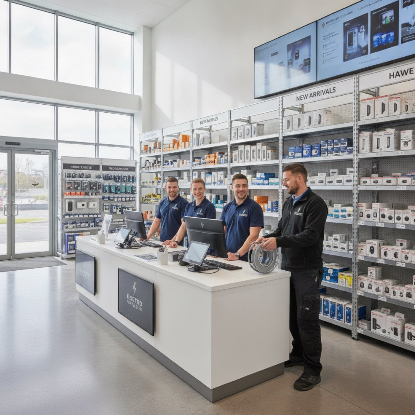 UK electrical wholesaler, cable reels and fittings stocked at the trade counter