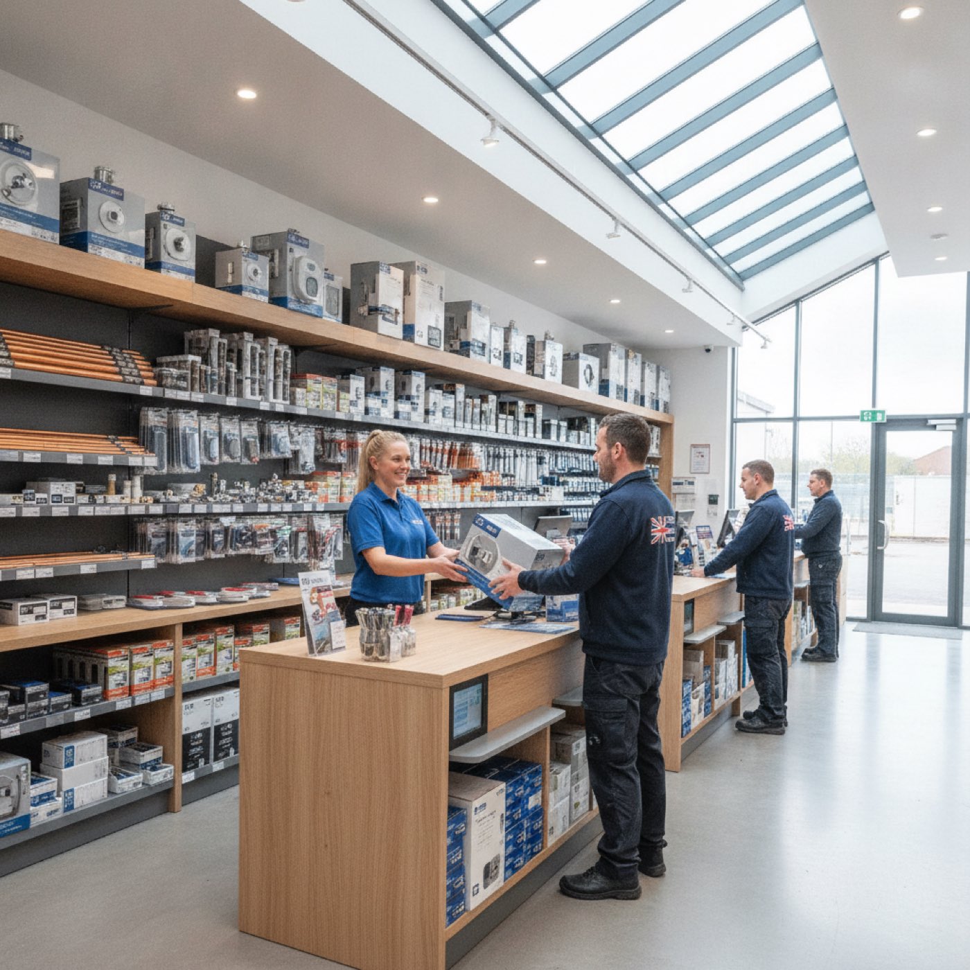 UK plumbing merchant, pipes and fittings stocked at the trade counter