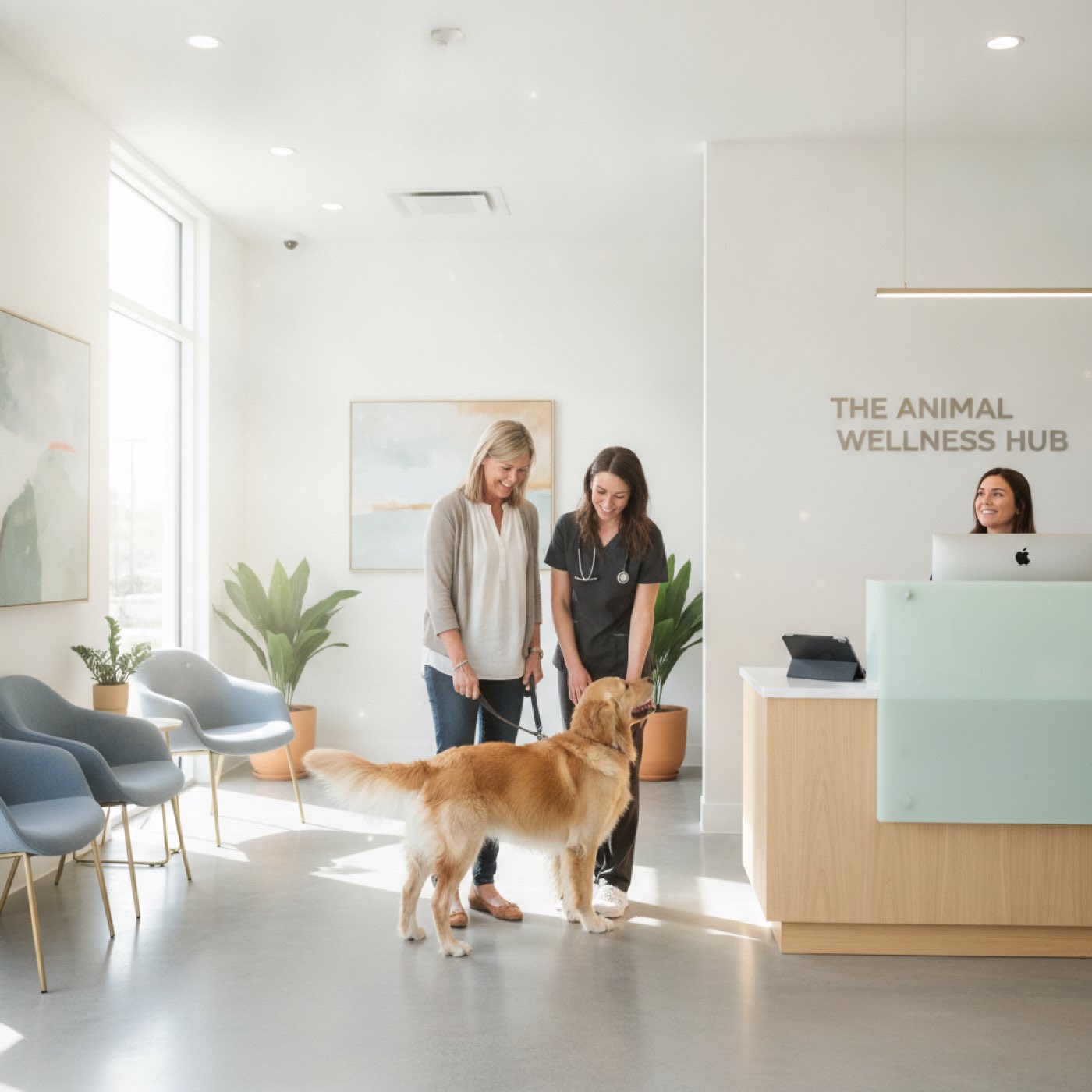 UK veterinary practice, vet examining a small dog in the clinic